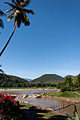 Luang Prabang, Laos - The Northern temporary walk bridge over the Nam Khan